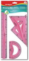 Set geometrie 30cm KEYROAD KR971105 4 piese/blister PVC flexibil diverse culori
