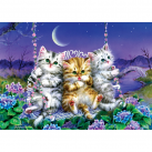 Puzzle 500 piese - Moonlight Swing Kittens-Kayomi Harai